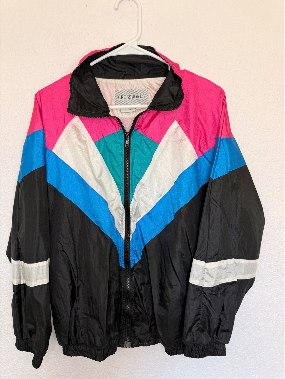 Crossroads vintage colorblock windbreaker jacket 90s 80s halloweeen size L